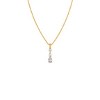 Vertical Three-Stone Diamond Pendant Necklace – Classic Gold Necklace for Women