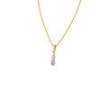 Vertical Three-Stone Diamond Pendant Necklace – Classic Gold Necklace for Women