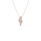 Swirl Diamond Pendant Necklace – Elegant Round Diamond in Curved Gold Design