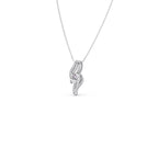 Swirl Diamond Pendant Necklace – Elegant Round Diamond in Curved Gold Design