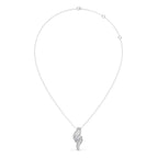 Swirl Diamond Pendant Necklace – Elegant Round Diamond in Curved Gold Design