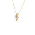 Swirl Diamond Pendant Necklace – Elegant Round Diamond in Curved Gold Design