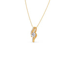 Swirl Diamond Pendant Necklace – Elegant Round Diamond in Curved Gold Design