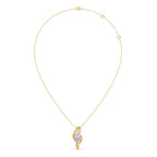 Swirl Diamond Pendant Necklace – Elegant Round Diamond in Curved Gold Design
