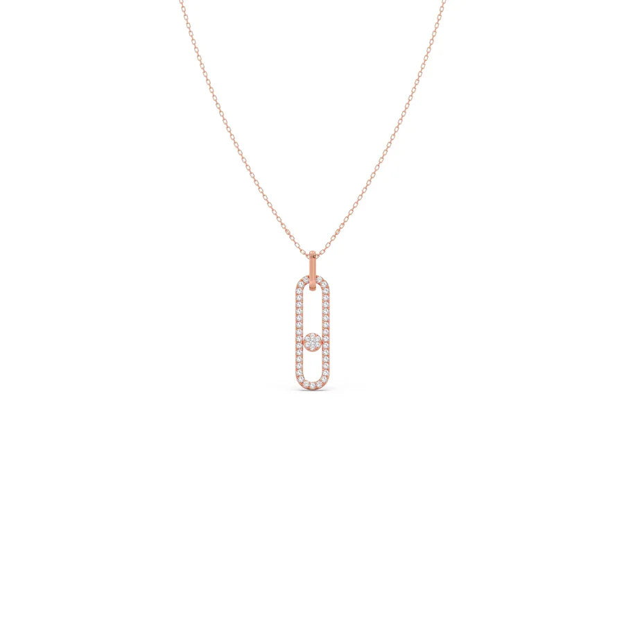 Paperclip Diamond Pendant Necklace in Yellow Gold – Contemporary Charm