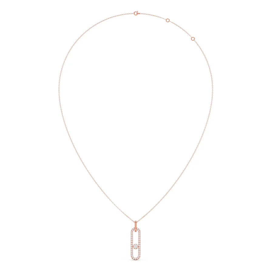 Paperclip Diamond Pendant Necklace in Yellow Gold – Contemporary Charm