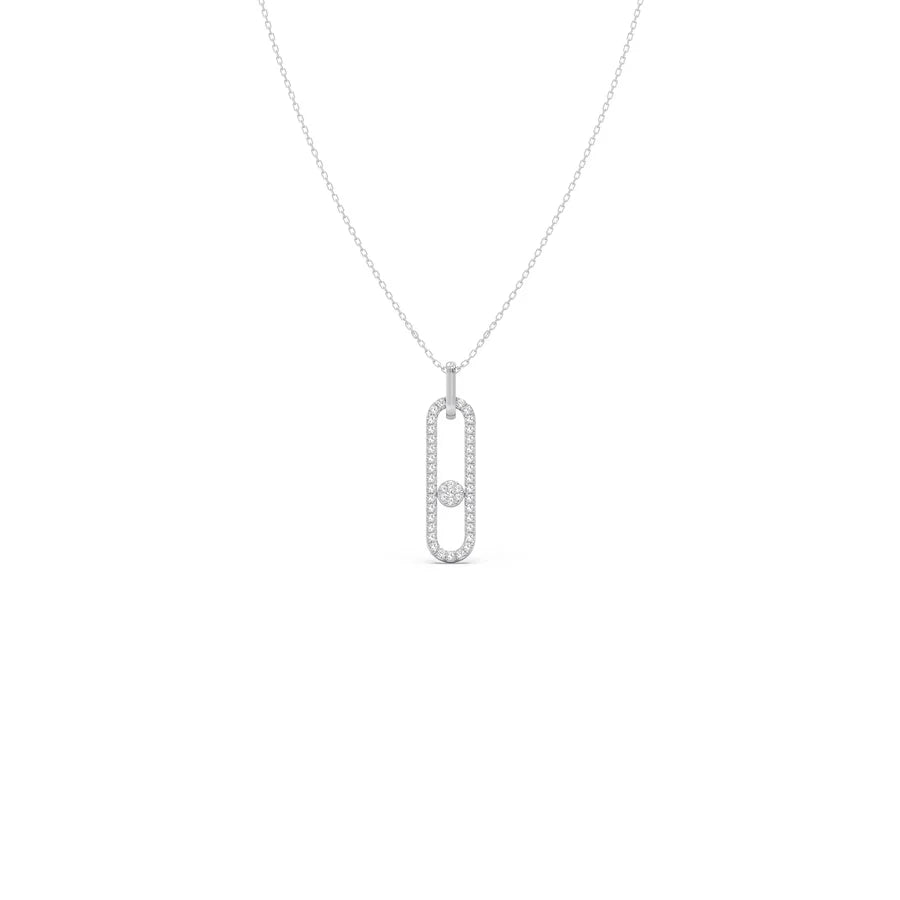 Paperclip Diamond Pendant Necklace in Yellow Gold – Contemporary Charm