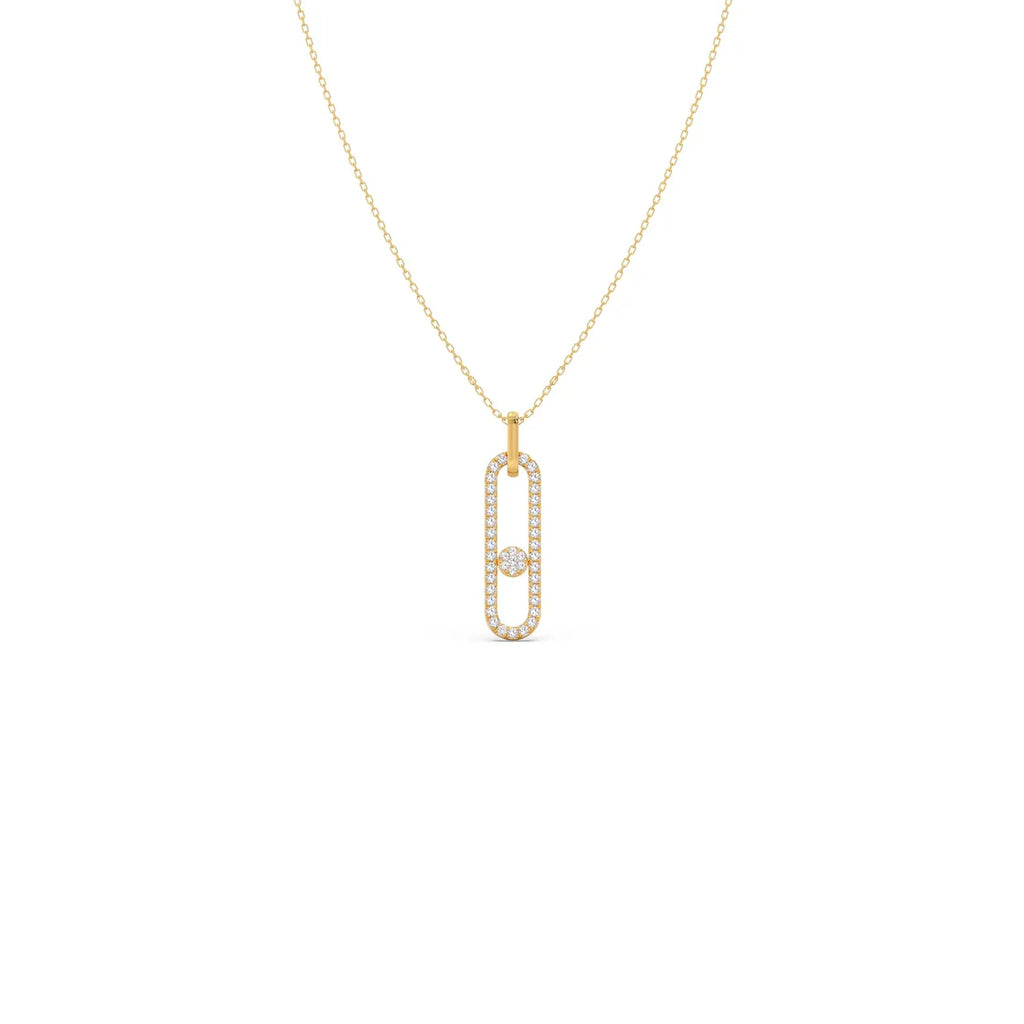 Paperclip Diamond Pendant Necklace in Yellow Gold – Contemporary Charm