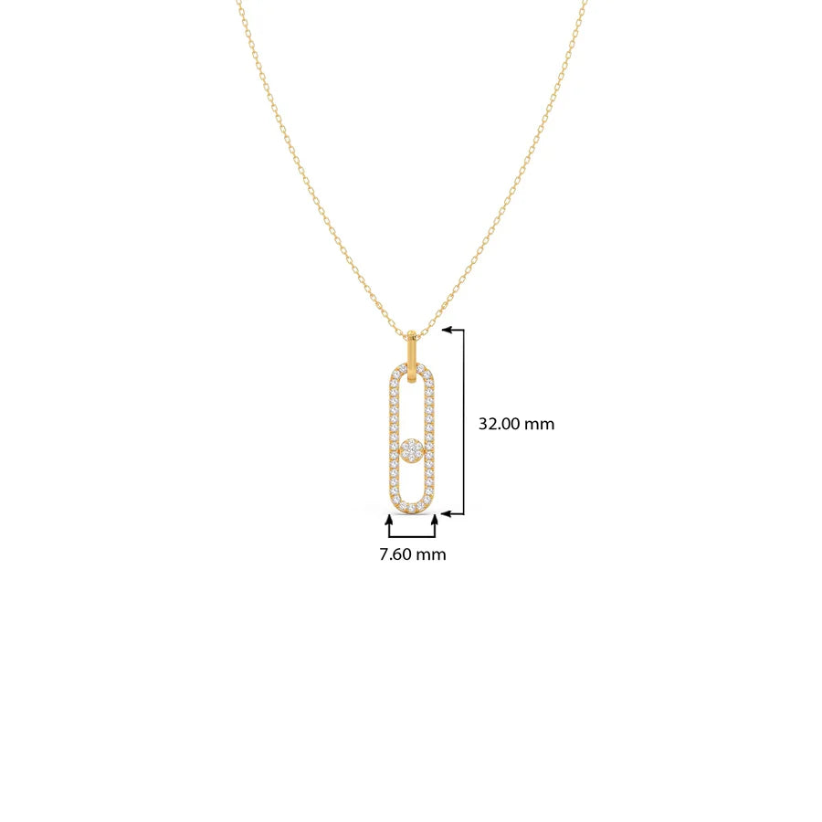Paperclip Diamond Pendant Necklace in Yellow Gold – Contemporary Charm