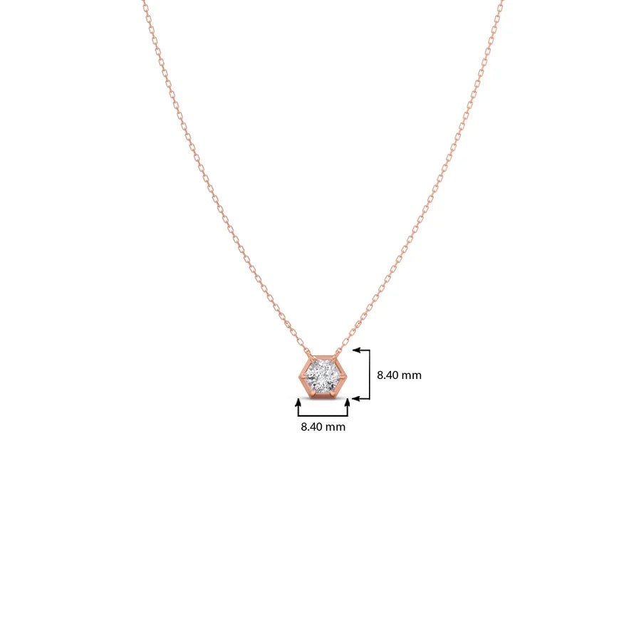 Hexagon Diamond Pendant Necklace – Geometric Gold Jewelry for Women
