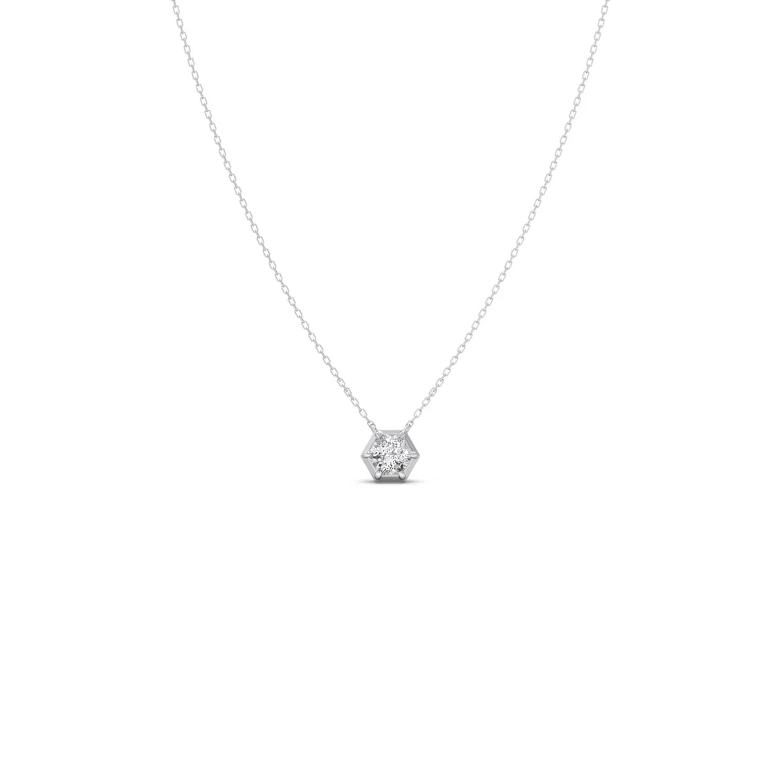 Hexagon Diamond Pendant Necklace – Geometric Gold Jewelry for Women
