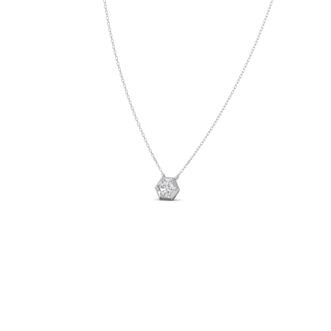 Hexagon Diamond Pendant Necklace – Geometric Gold Jewelry for Women