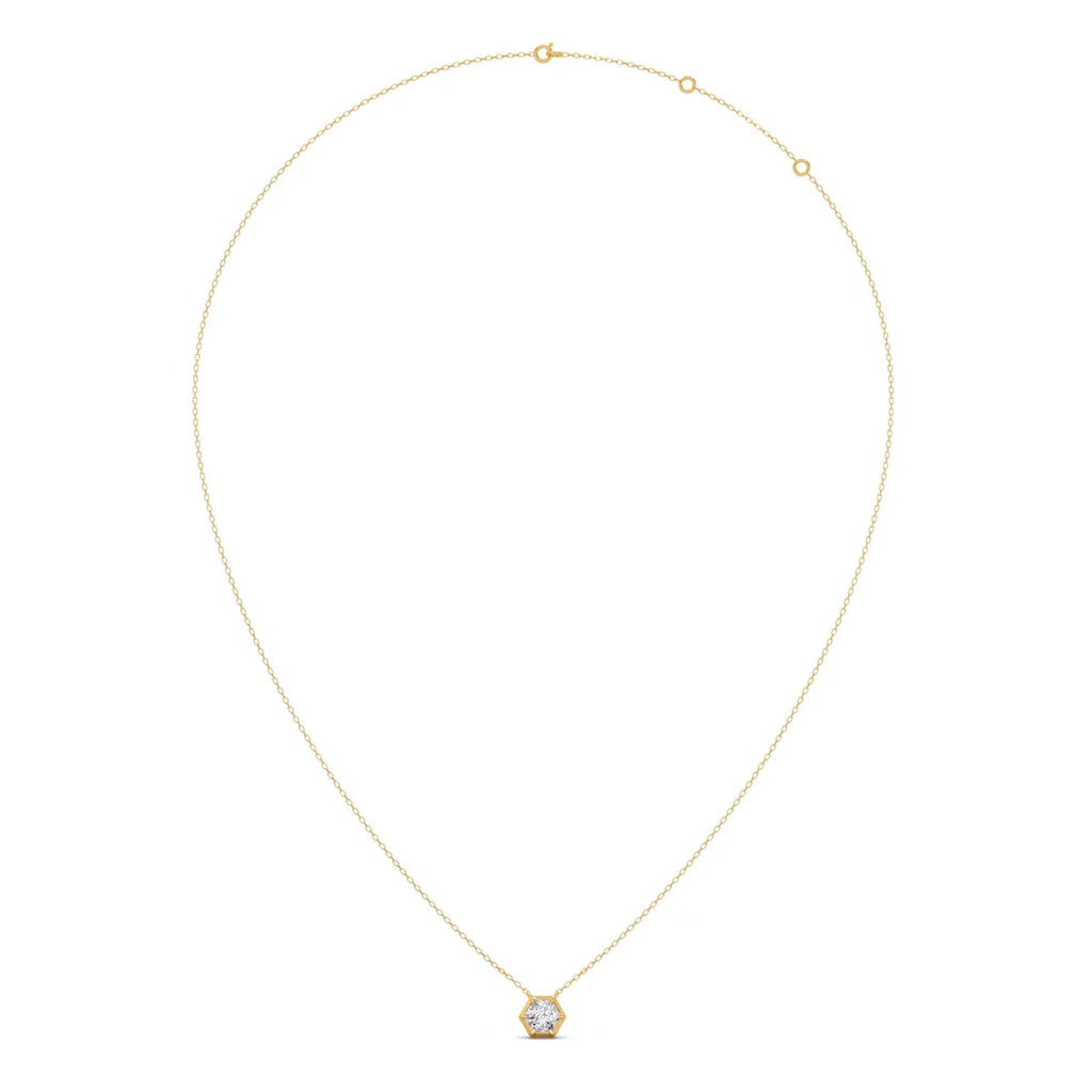 Hexagon Diamond Pendant Necklace – Geometric Gold Jewelry for Women