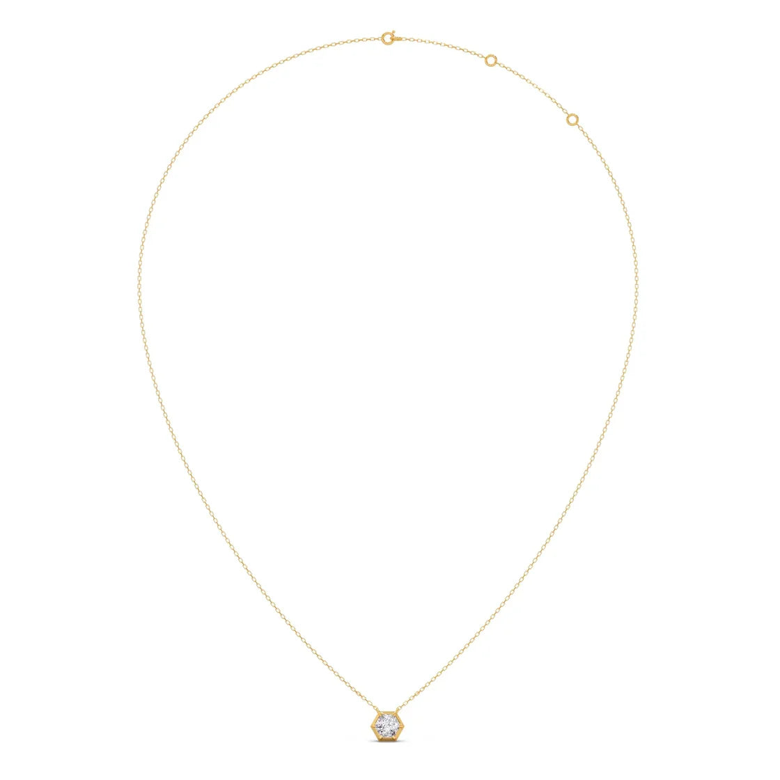 Hexagon Diamond Pendant Necklace – Geometric Gold Jewelry for Women