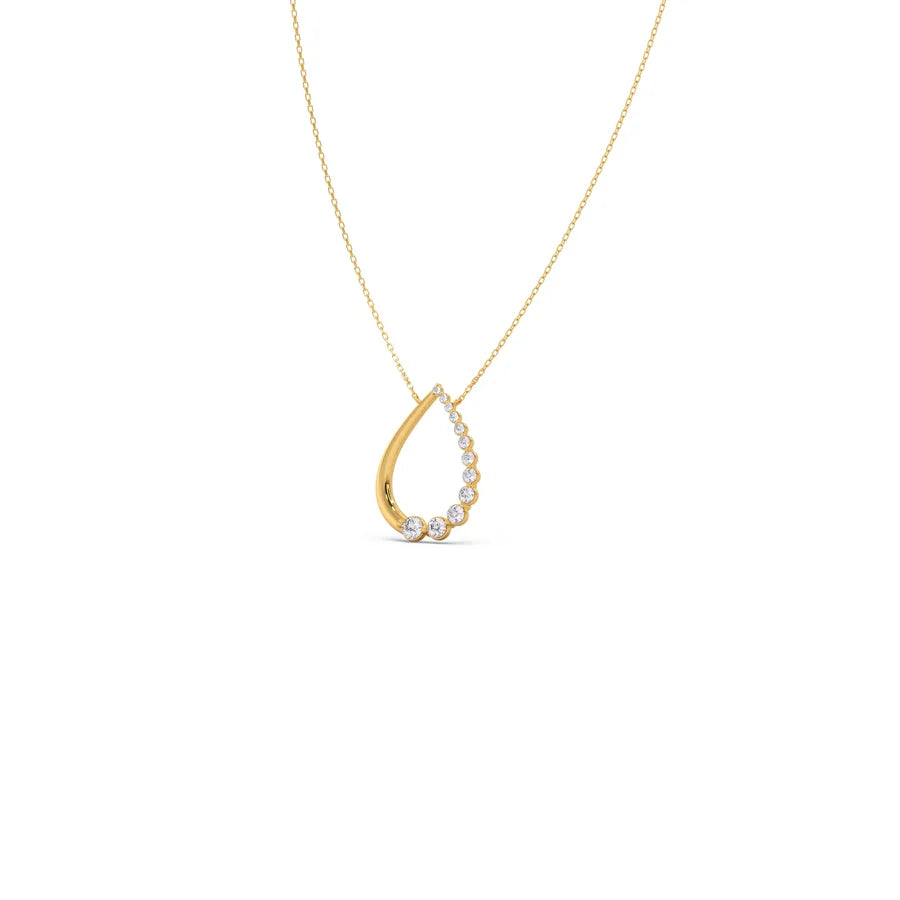 Teardrop Diamond Pendant Necklace – Elegant Drop Design in Yellow, Rose & Silver Gold