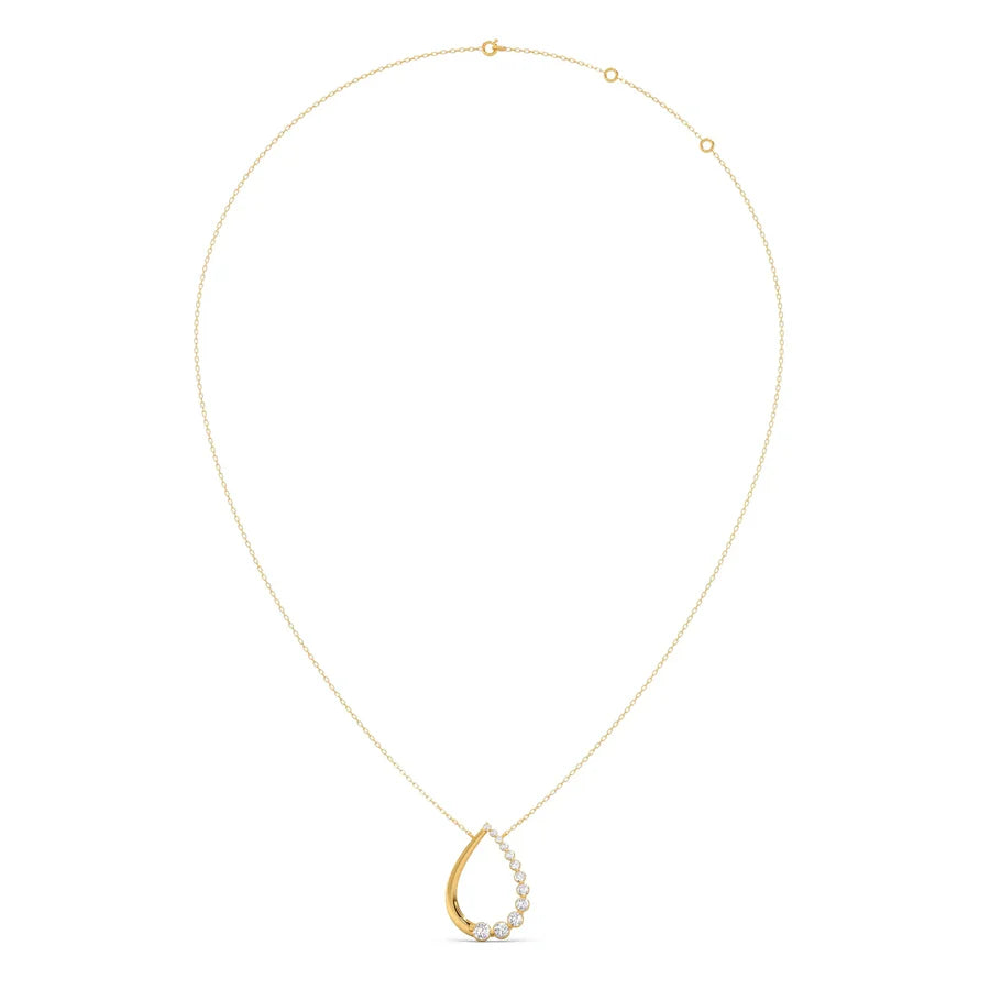 Teardrop Diamond Pendant Necklace – Elegant Drop Design in Yellow, Rose & Silver Gold