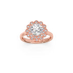 Floral Halo Diamond Ring in Yellow Gold – Unique Petal Design
