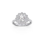 Floral Halo Diamond Ring in Yellow Gold – Unique Petal Design