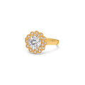 Floral Halo Diamond Ring in Yellow Gold – Unique Petal Design