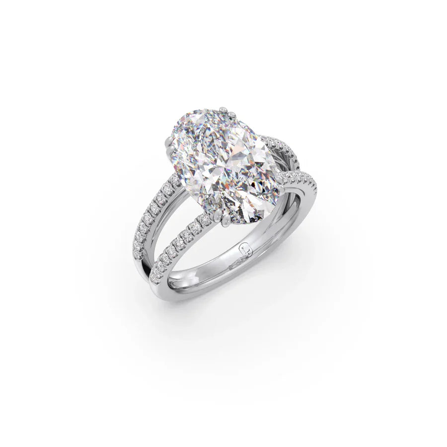 Oval Diamond Ring for Women – Split Shank Solitaire in Yellow Gold – Bold Statement Ring