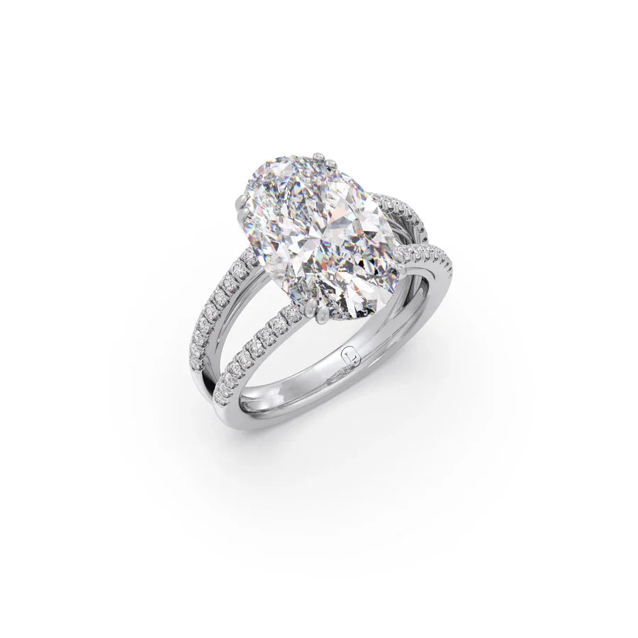 Oval Diamond Ring for Women – Split Shank Solitaire in Yellow Gold – Bold Statement Ring