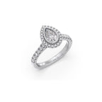 Gold Pear Diamond Ring for Women – Halo Setting with Sparkling Side Stones