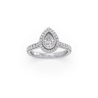 Gold Pear Diamond Ring for Women – Halo Setting with Sparkling Side Stones