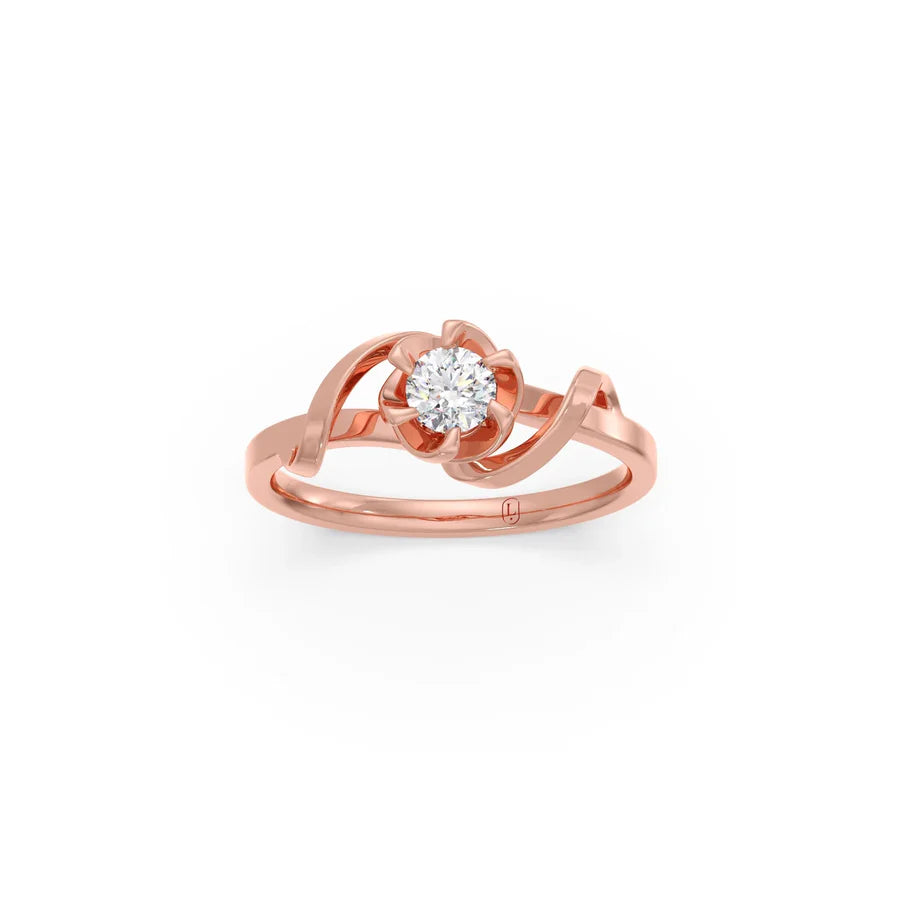 Floral Diamond Solitaire Ring in Yellow Gold – Delicate & Unique Design