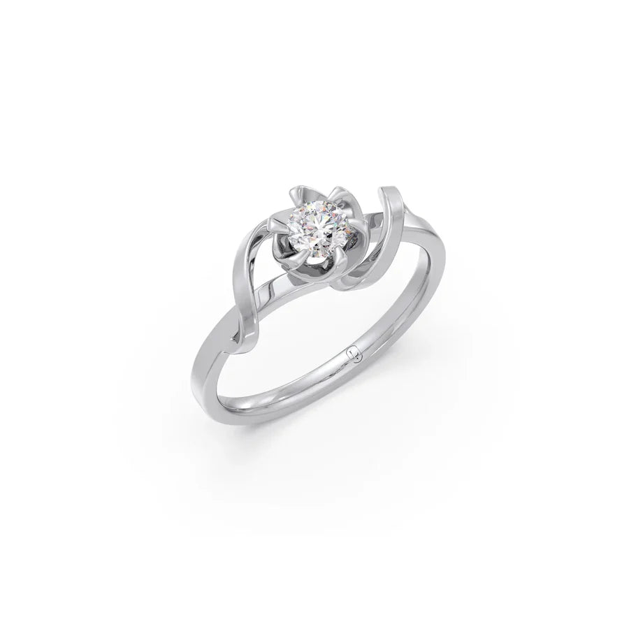 Floral Diamond Solitaire Ring in Yellow Gold – Delicate & Unique Design