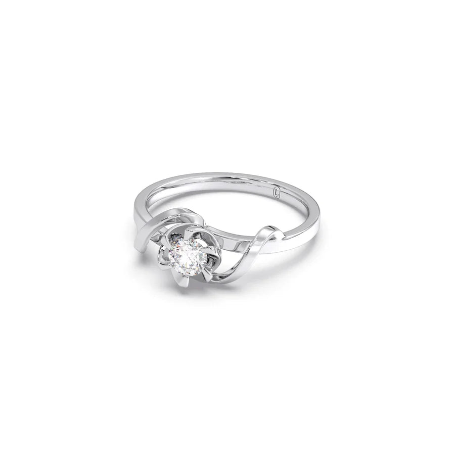 Floral Diamond Solitaire Ring in Yellow Gold – Delicate & Unique Design