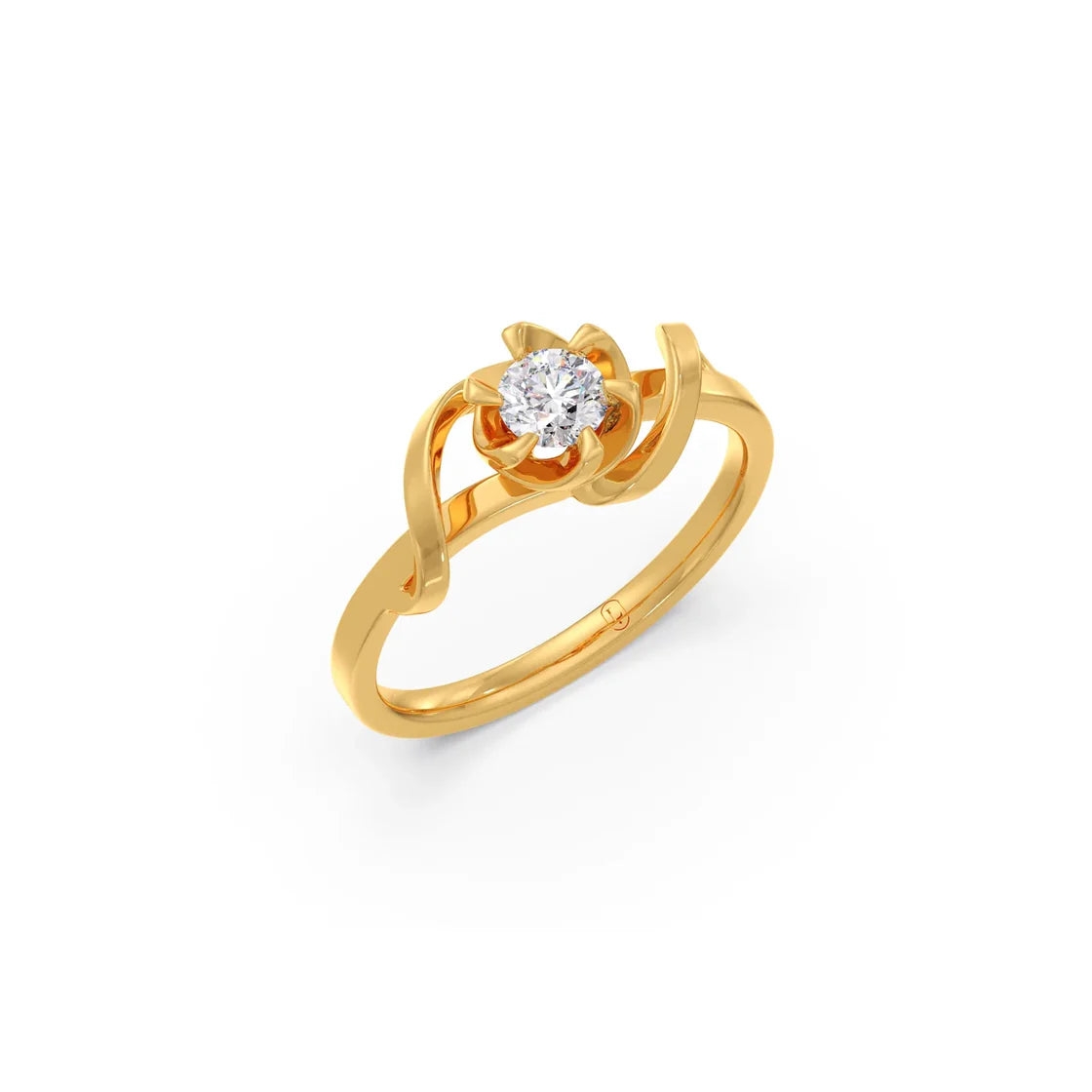 Floral Diamond Solitaire Ring in Yellow Gold – Delicate & Unique Design