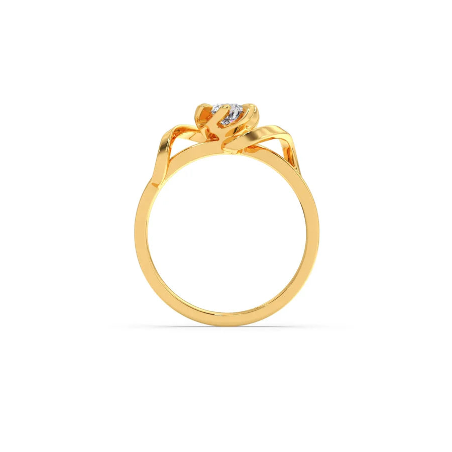 Floral Diamond Solitaire Ring in Yellow Gold – Delicate & Unique Design