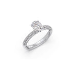 Oval Diamond Ring in White Gold – Triple Row Pavé Engagement Style