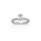 Oval Diamond Ring in White Gold – Triple Row Pavé Engagement Style
