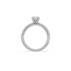 Oval Diamond Ring in White Gold – Triple Row Pavé Engagement Style
