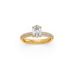 Oval Diamond Ring in White Gold – Triple Row Pavé Engagement Style