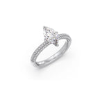 Marquise Diamond Engagement Ring in Yellow Gold – Pave Band Ring for Women