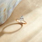 Marquise Diamond Engagement Ring in Yellow Gold – Pave Band Ring for Women