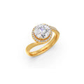 Rose Gold Swirl Diamond Halo Ring – Sparkling Round Cut Solitaire in Twisted Band