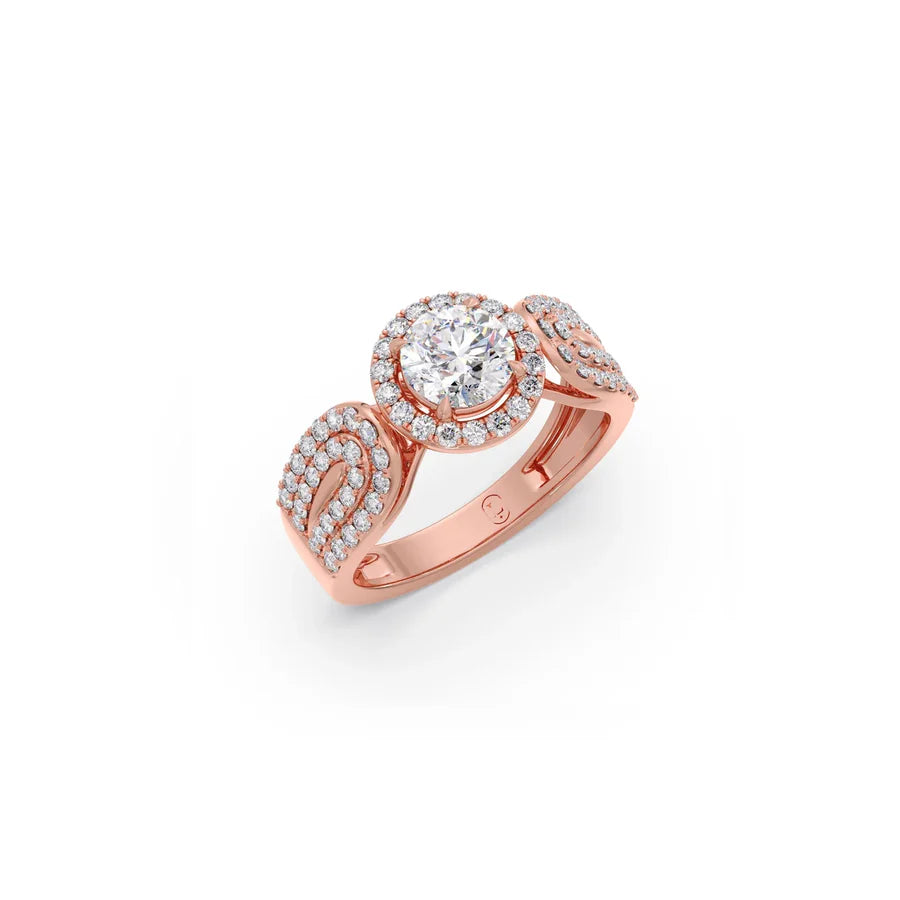 Designer Halo Diamond Ring for Women – Round Cut Center Stone