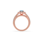 Teardrop Blue Gemstone Ring in Yellow Gold – Elegant Statement Ring with Diamonds