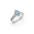 Teardrop Blue Gemstone Ring in Yellow Gold – Elegant Statement Ring with Diamonds