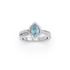 Teardrop Blue Gemstone Ring in Yellow Gold – Elegant Statement Ring with Diamonds