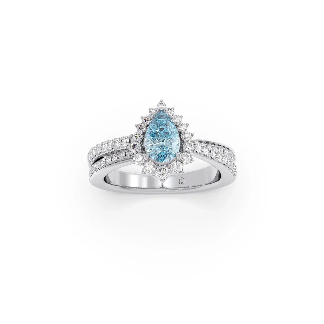 Teardrop Blue Gemstone Ring in Yellow Gold – Elegant Statement Ring with Diamonds