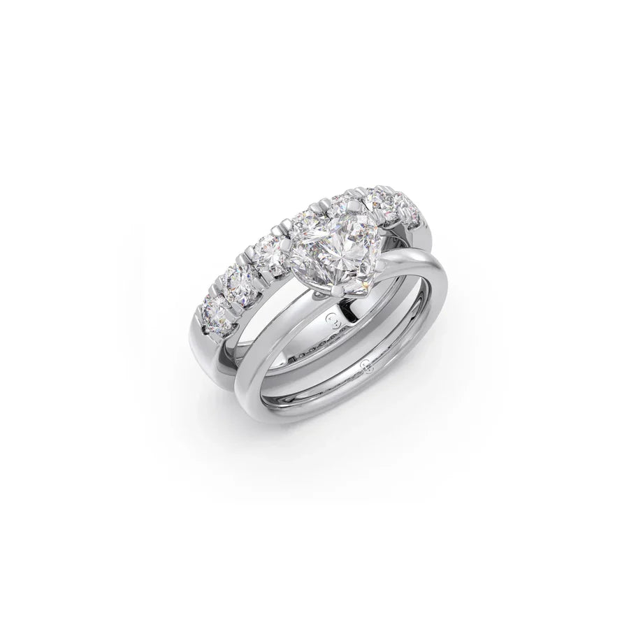Heart Shaped Diamond Ring Set for Women – Yellow Gold | Engagement & Wedding Combo