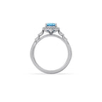 Blue Oval Gemstone Ring in Yellow Gold – Halo Diamond Design