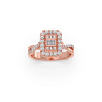 Geometric Diamond Ring for Women – Yellow Gold Rectangle Halo Style