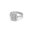 Geometric Diamond Ring for Women – Yellow Gold Rectangle Halo Style