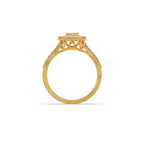 Geometric Diamond Ring for Women – Yellow Gold Rectangle Halo Style