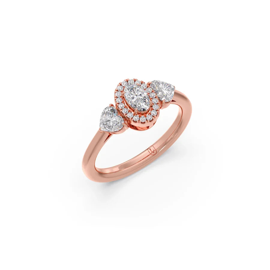 White Gold Pear Cluster Diamond Ring – Triple Diamond Sparkle